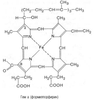 Структурная формула гема a (формилпорфирина)
