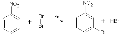Ферум бром 2. Нитробензол br2. Бромирование нитробензола реакция. Нитробензол бром 2. Нитробензол и бромная вода.